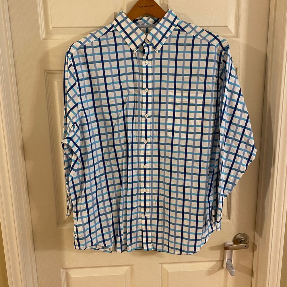 2X - ROUNDTREE and Yorke Casuals - Blue Plaid - XXL NWOT